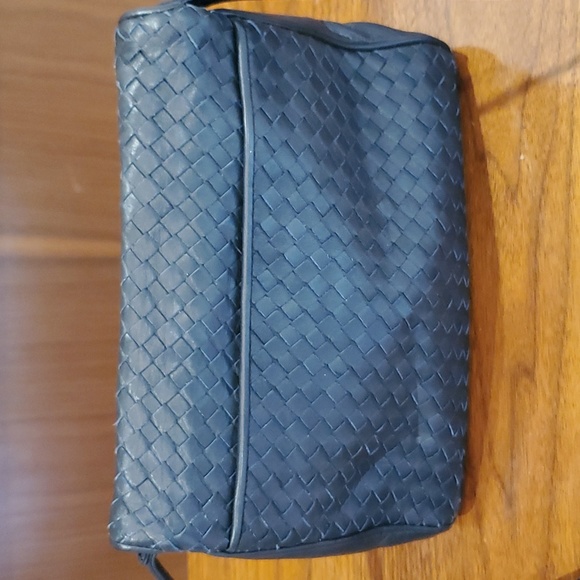 VTG Ganson Woven Leather Navy Purse Shoulder bag Cross… - Picture 2 of 7